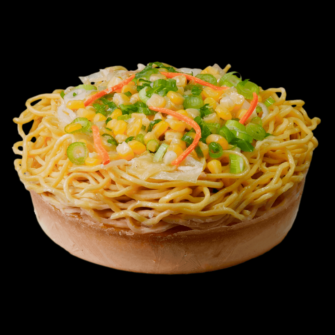 Vegan Miso Ramen with fresh veggies, corn, and scallions on a rich, savory broth in a bowl